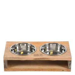 Stainless Steel and Mango Wood Dual Feeder