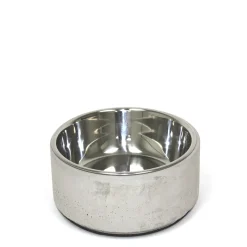 Stainless steel bowl on concrete base