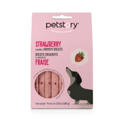 Strawberry flavoured crunchy biscuits for dogs