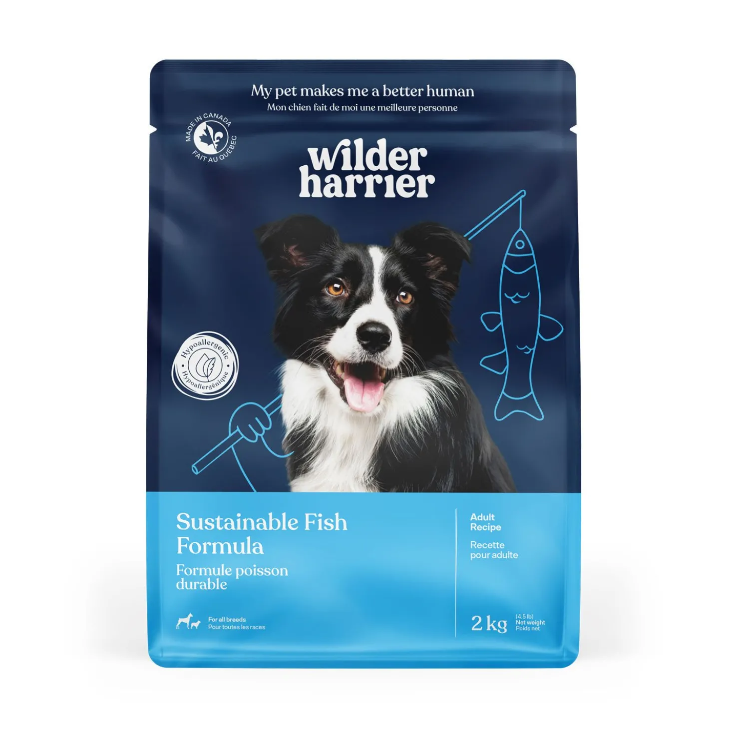 Sustainable fish hypoallergenic dry dog food
