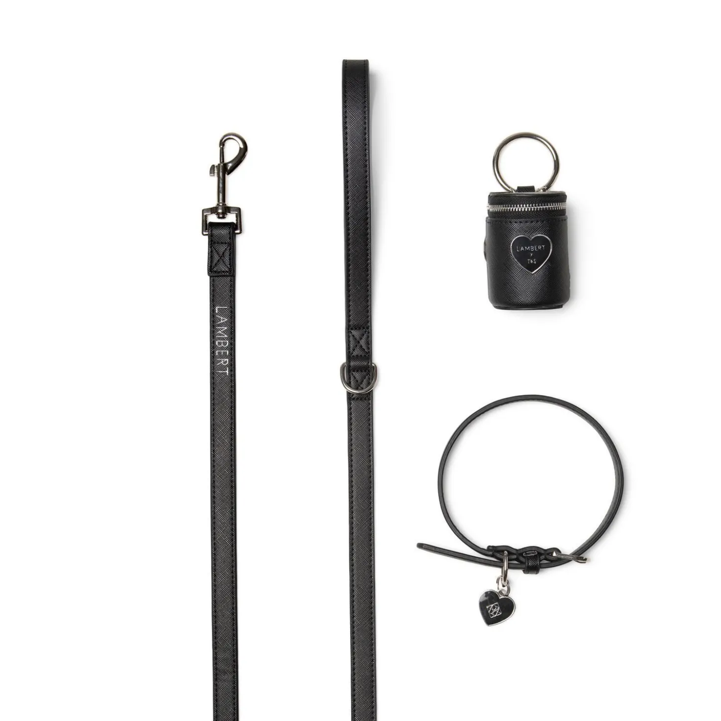 The CLEO Trio of Black Vegan Leather Dog Accessories