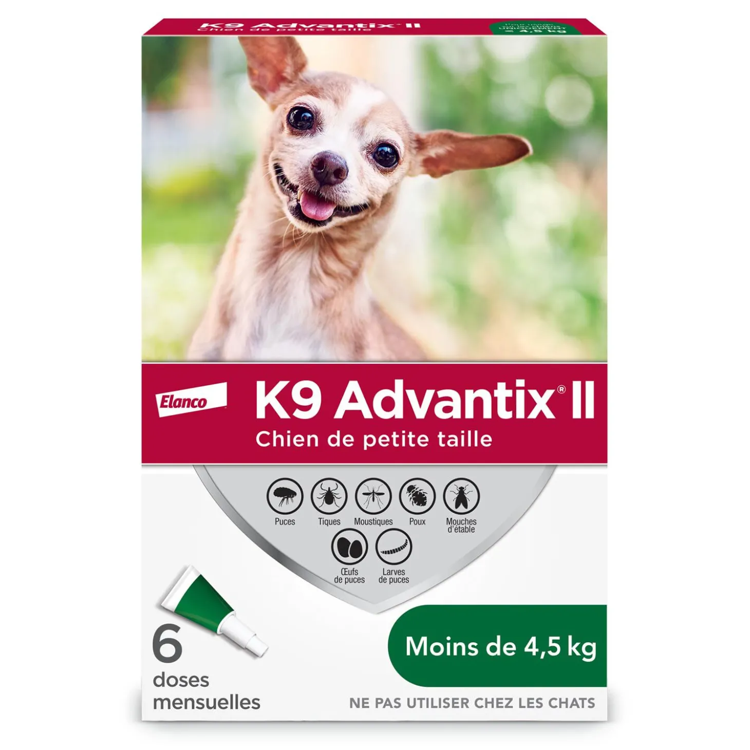 Topical Flea, Tick and Mosquito Protection for Dogs smaller than 4.5kg, 6 pack