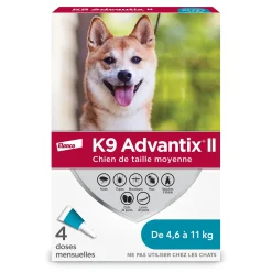 Topical Flea Tick and Mosquito Protection for Dogs 4.6 to 11 kg, 4 pack