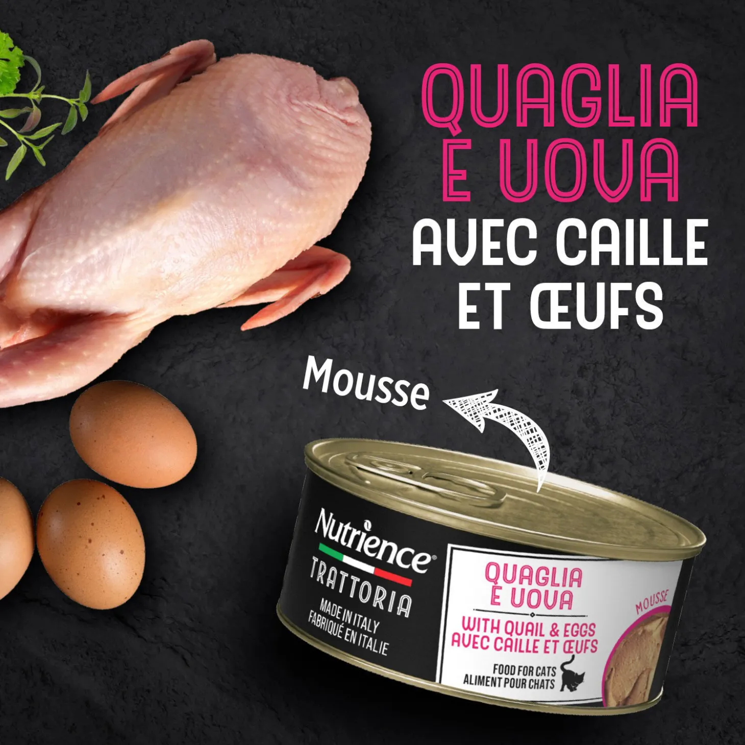 Trattoria Wet Food with Quail & Eggs for Cats, 85 g