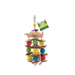 Tropical Trove Coconut with Wicker Balls Toy for Small and Medium Birds