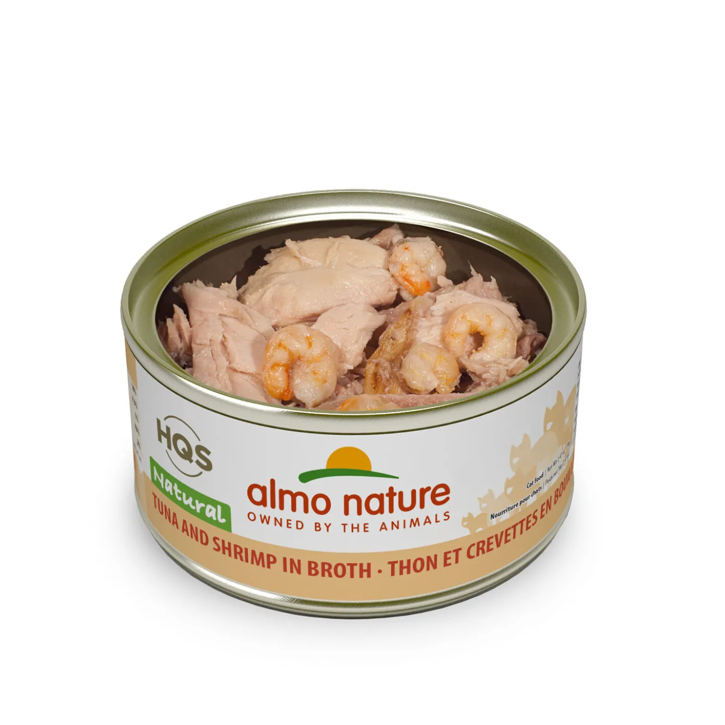 Tuna and shrimp in broth for adult cats
