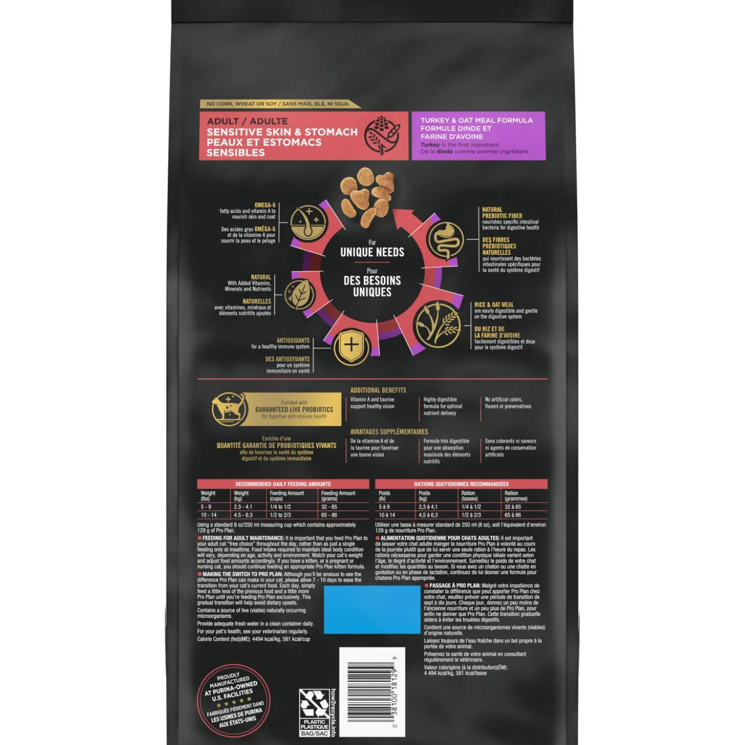 Turkey and Oat Meal Specialized Formula, Sensitive Skin and Stomach for Adult Cat, 2.49kg