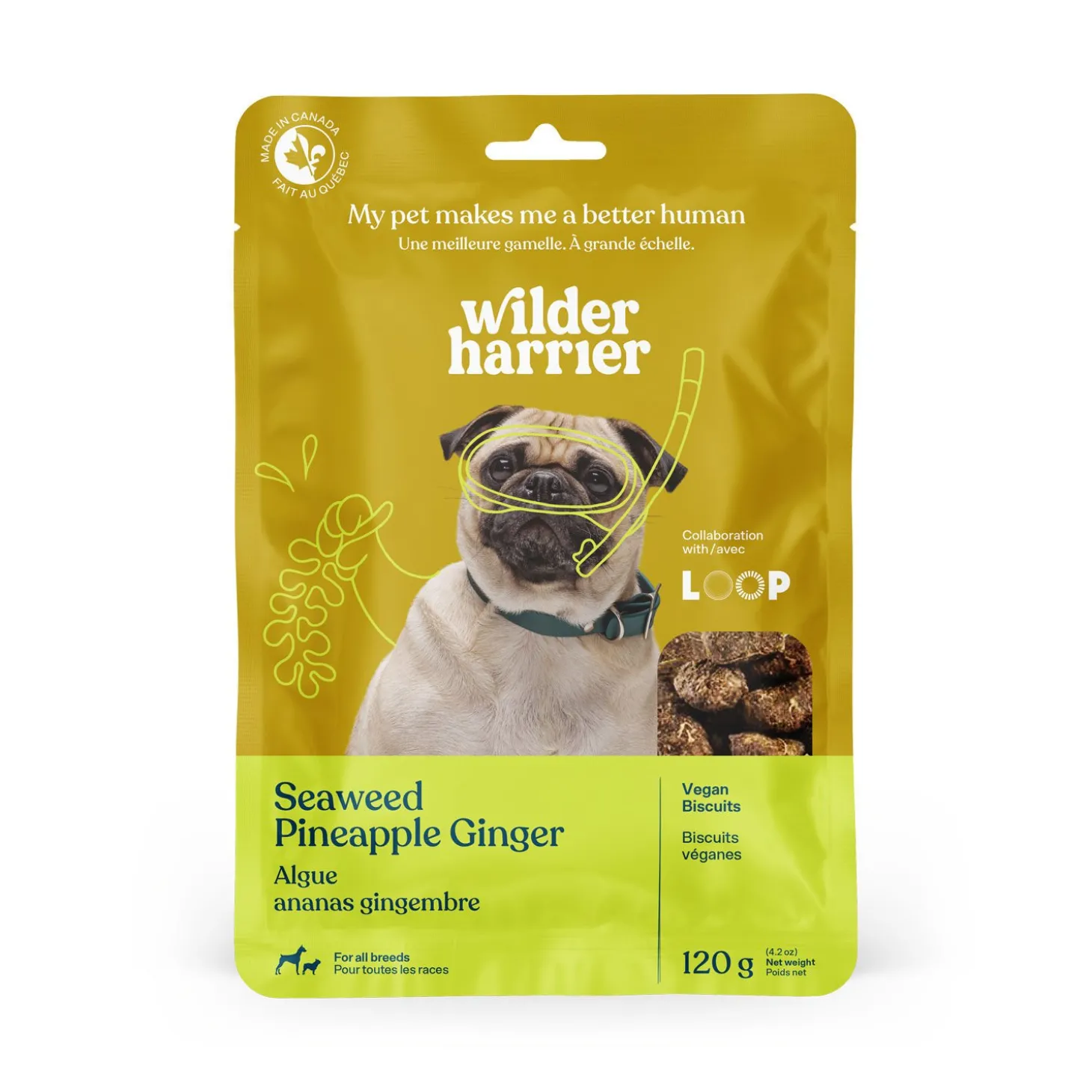 Vegan Dog Biscuits, wakame, pineapple and ginger