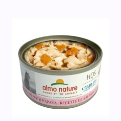 Wet cat food, salmon with papaya in gravy