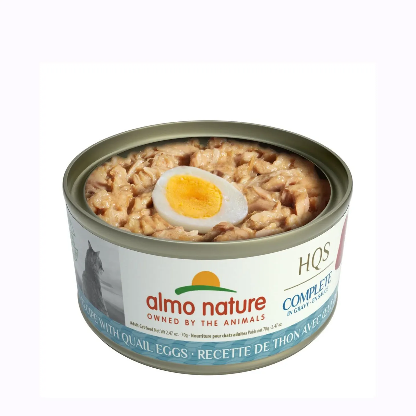 Wet cat food, tuna with quail egg in gravy
