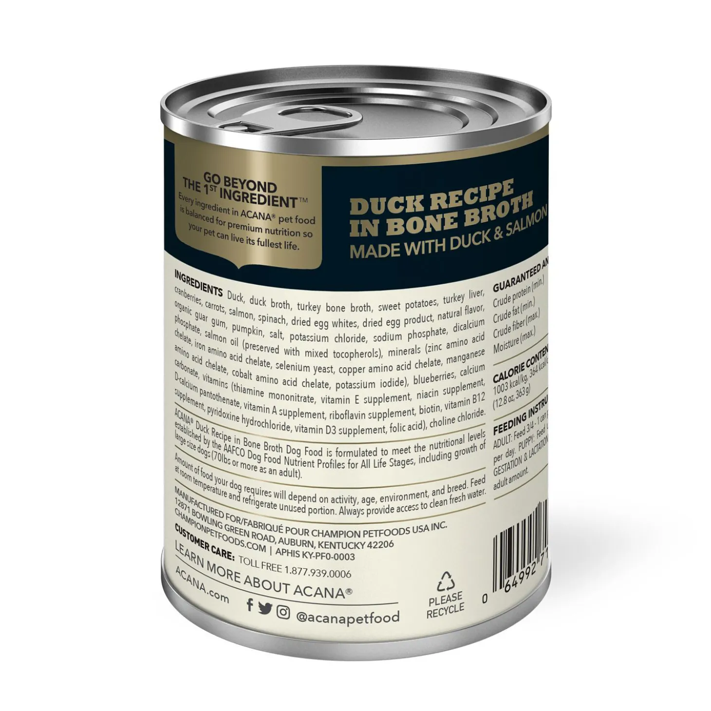 Wet Duck Recipe in Bone Broth for Dogs, 363 g