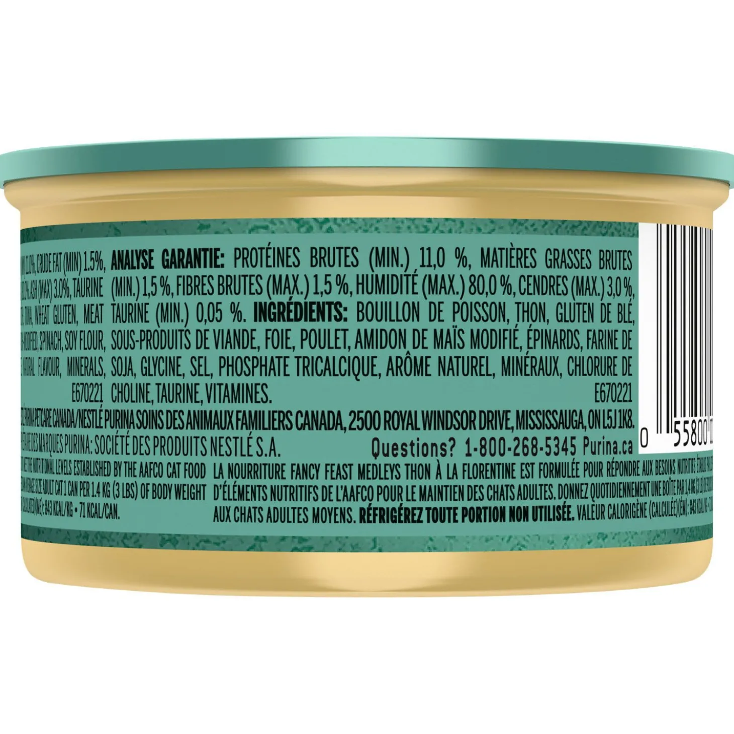 Wet food tuna florentine