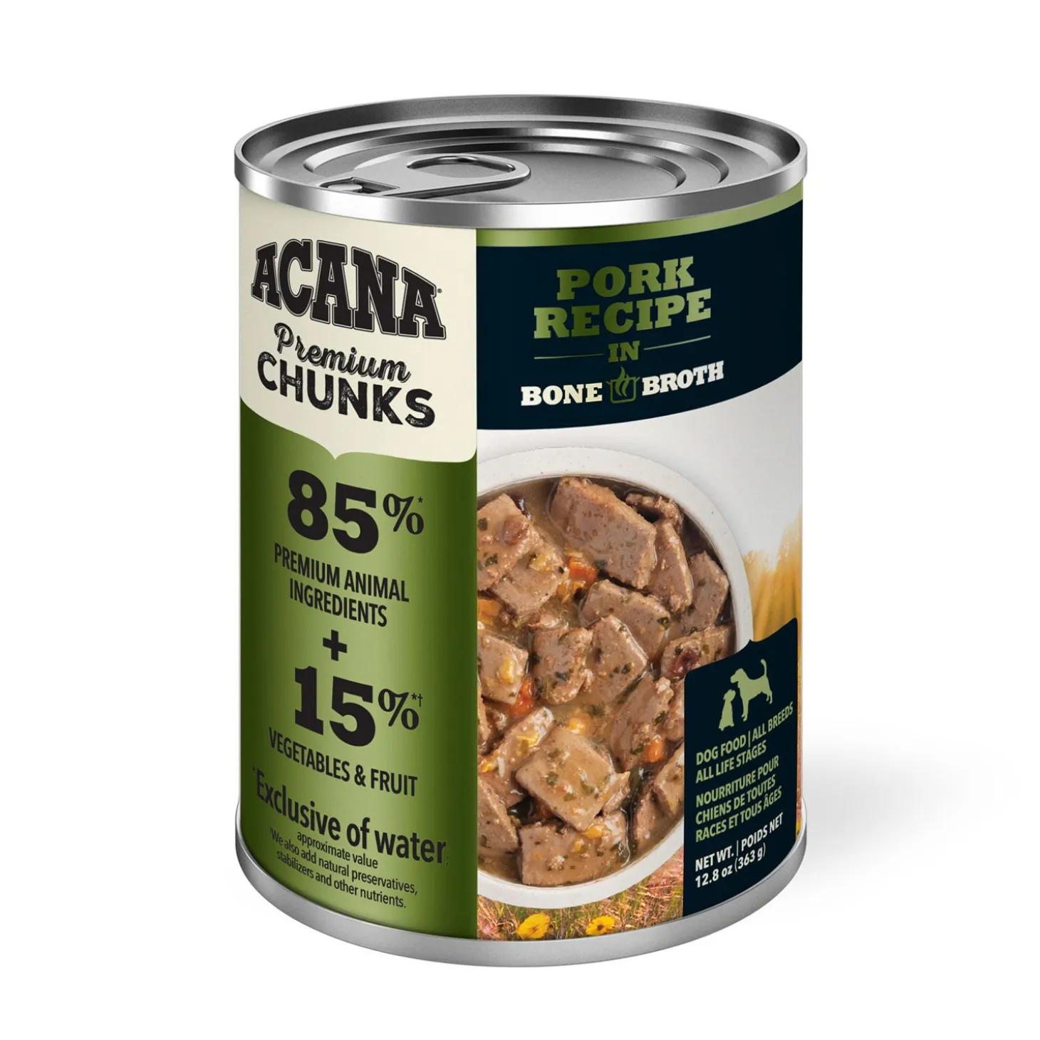 Wet Pork Recipe in Bone Broth for Dogs, 363 g
