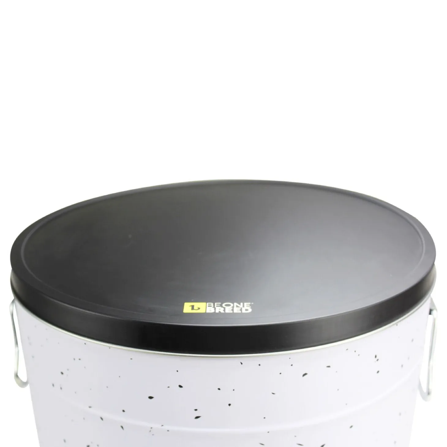 White metal food container, graffiti