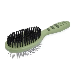 Wire pin and bristle combo brush for dogs